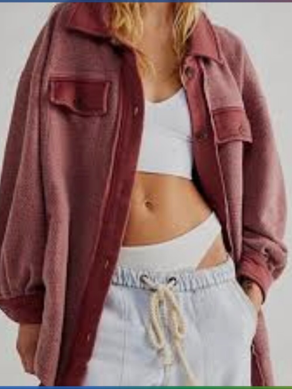 Free People Ruby Shacket Jacket Button Front Chore Coat XS Oversized Pink
